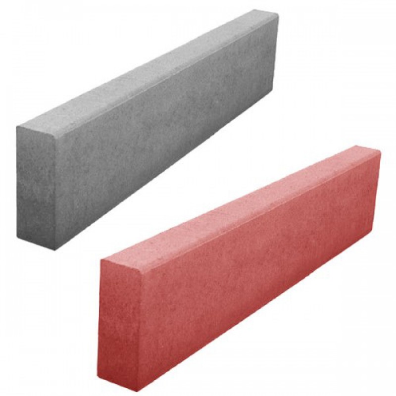 Бордюр садовый бетонный — серый и красный